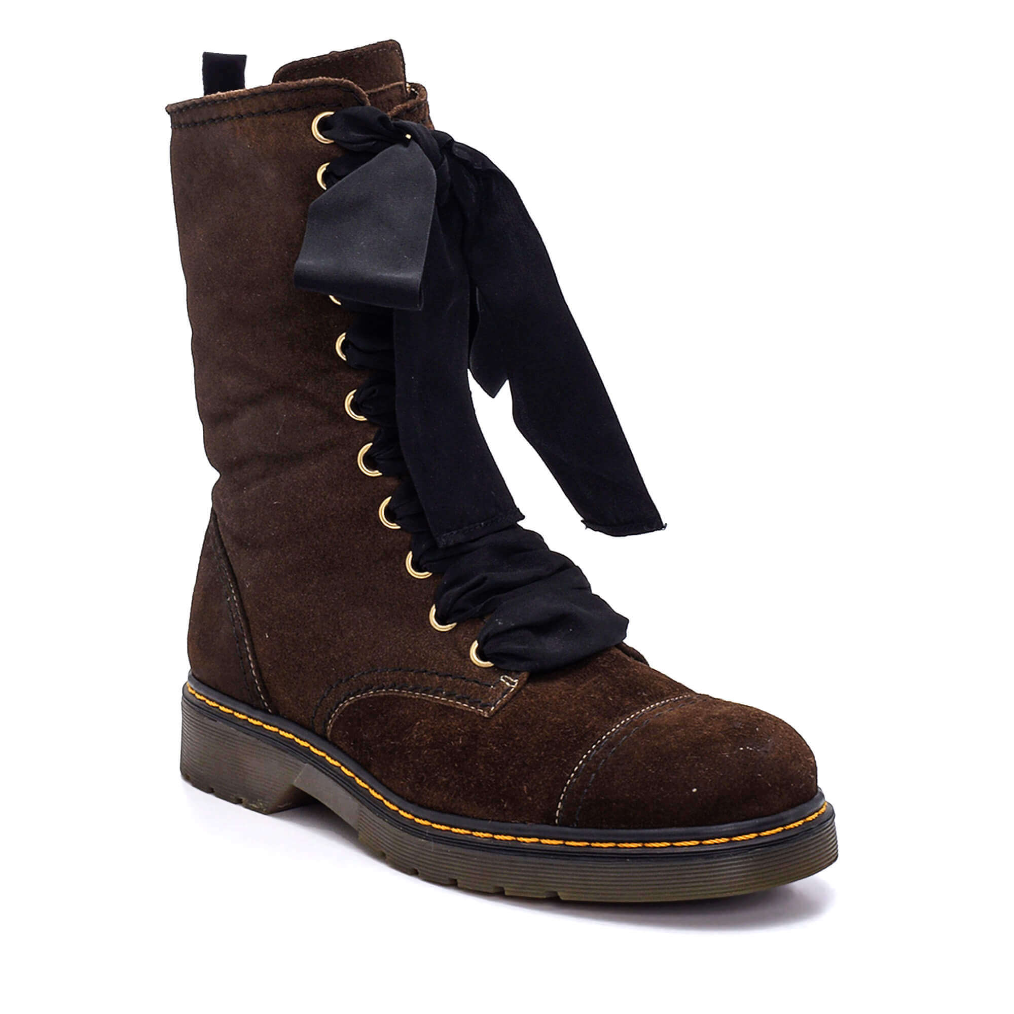 Moschino - Brown Suede Lace Up Shearling Inside Boots